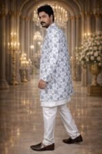 White Linen Indo-Western Set with Traditional Banjara Embroidery - Image 2
