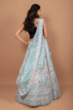 Pista Green Art Silk Lehenga with Sequin Embroidery & Sheer Dupatta - Image 3