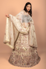 Lemon Yellow Tissue Georget Lehenga with Zardozi, Sequin & Bead Embroidery, Blouse and Dupatta