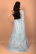 Pista Green Lehenga with Silver Sequin & Bead Embroidery, Net Blouse and Dupatta - Image 3