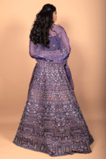 Purple Tissue Silk Heavy Embroidered Lehenga with Matching Blouse and Dupatta - Image 3
