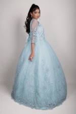 Seafoam Green Net Wedding Gown with Floral Bead & Sequin Embroidery - Image 2