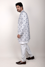 White Linen Indo-Western Set with Traditional Banjara Embroidery - Image 2