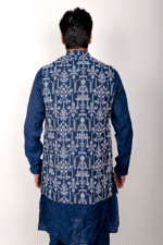 Dark Blue Chikankari Embroidered Kurta-Payjama Set with  Jacket - Image 3