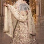 Lemon Yellow Tissue Georget Lehenga with Zardozi, Sequin & Bead Embroidery, Blouse and Dupatta
