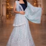 Pista Green Lehenga with Silver Sequin & Bead Embroidery, Net Blouse and Dupatta