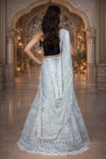 Pista Green Lehenga with Silver Sequin & Bead Embroidery, Net Blouse and Dupatta - Image 3
