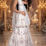 Off-White Heavy Embroidered Lehenga with Shimmer Organza Blouse and Sheer Dupatta
