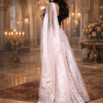 Pink Pitch Net Lehenga with Sequin & Bead Embroidery, Net Blouse and Dupatta