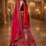 Pink Bridal Zardozi Embroidered Lehenga with Velvet Blouse & Dual Dupattas