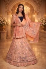 Copper Net Lehenga with Sequin & Cutdana Embroidery, Net Blouse and Dupatta - Image 2