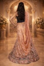 Copper Net Lehenga with Sequin & Cutdana Embroidery, Net Blouse and Dupatta - Image 3