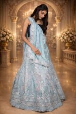 Pista Green Art Silk Lehenga with Sequin Embroidery & Sheer Dupatta - Image 2
