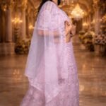 Pink Net Crop Top with Chikankari and Shisha Mirror Work Embroidery
